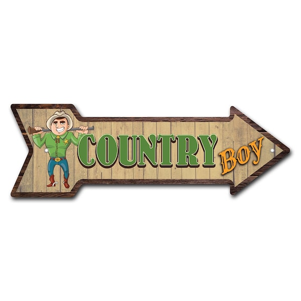 Country Boy Arrow Sign Funny Home Decor 30in Wide